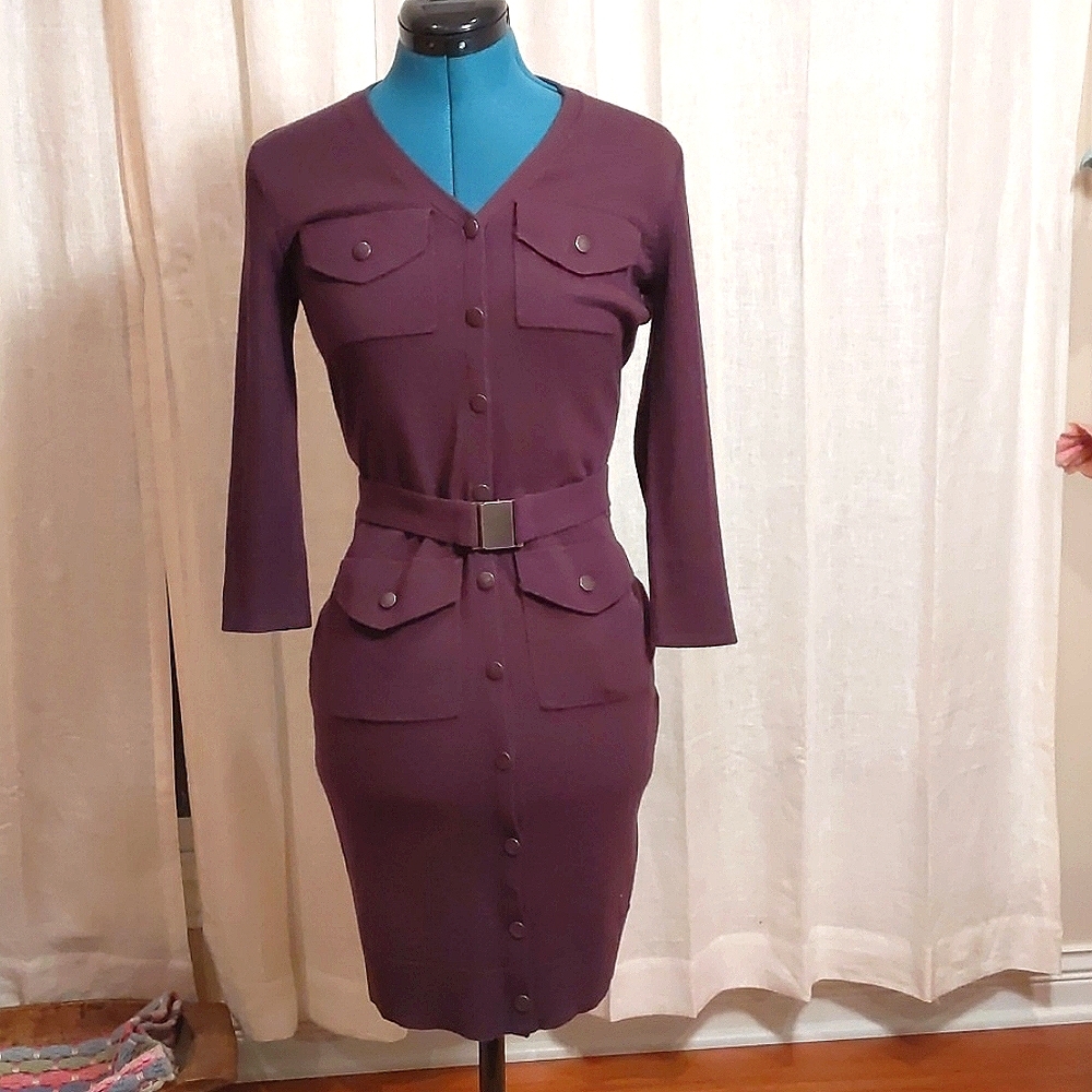 New York and Company Purple Long-sleeved Dres